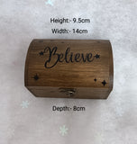 Christmas Magical Jingle Bell Decoration in a rustic wooden box