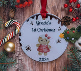 A babies 1st Christmas gingerbread ceramic or MDF decoration.