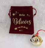 Christmas Believe Bell in a velvet bag