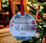 A first Christmas married ceramic or MDF decoration.