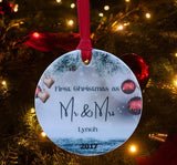 A first Christmas married ceramic or MDF decoration.