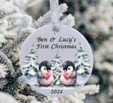 A personalised Babies First Christmas Decoration for twins.