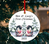 A personalised Babies First Christmas Decoration for twins.