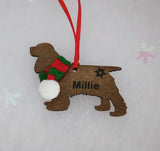 A beautiful wooden dog Christmas tree decorations (Various breeds available)