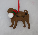 A beautiful wooden dog Christmas tree decorations (Various breeds available)