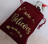 Christmas Believe Bell in a velvet bag