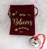 Christmas Believe Bell in a velvet bag