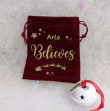 Christmas Believe Bell in a velvet bag