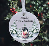 A beautiful babies first Christmas ceramic or MDF bauble decoration.