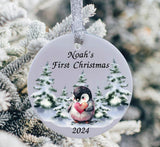 A beautiful babies first Christmas ceramic or MDF bauble decoration.