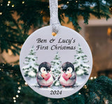 A personalised Babies First Christmas Decoration for twins.