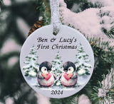 A personalised Babies First Christmas Decoration for twins.