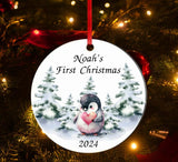 A beautiful babies first Christmas ceramic or MDF bauble decoration.