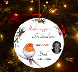 A beautiful Robin Memorial Christmas tree Decoration