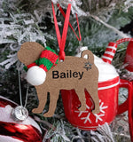 A beautiful wooden dog Christmas tree decorations (Various breeds available)