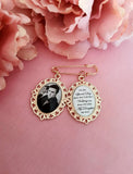 Rose Gold Coloured Groom Memory Photo Lapel Pin.