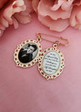 Rose Gold Coloured Groom Memory Photo Lapel Pin.