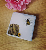 Set of 4 Slate Bee Decoupaged Coasters
