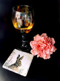 Set of 4 Slate Hare Decoupaged Coasters