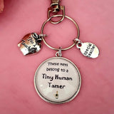 Teacher Tiny Human Tamer Novelty Thank You Keyring Gift,