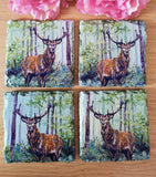 Set of 4 Slate Stag Decoupaged Coasters