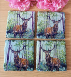 Set of 4 Slate Stag Decoupaged Coasters