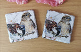 Set of 4 Slate Sparrow Decoupaged Coasters