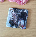 Set of 4 Slate Barn Owl Decoupaged Coasters