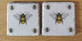 Set of 4 Slate Bee Decoupaged Coasters