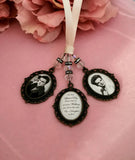 Beautiful Antique Bronze Triple Memorial Photo Bouquet Charm.