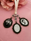 Beautiful Antique Bronze Triple Memorial Photo Bouquet Charm.