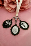 Beautiful Antique Bronze Triple Memorial Photo Bouquet Charm.