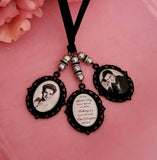 Beautiful Black Triple Memorial Photo Bouquet Charm.