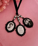Beautiful Black Triple Memorial Photo Bouquet Charm.