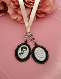Double Antique Bronze Bouquet Photo Charm.