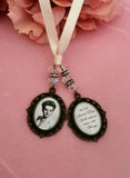 Double Antique Bronze Bouquet Photo Charm.