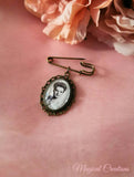 Antique Bronze Coloured Groom Memory Photo Lapel Pin.