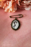 Antique Bronze Coloured Groom Memory Photo Lapel Pin.