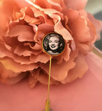 Bride and Groom Gold Coloured Photo Lapel Pin