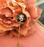 Bride and Groom Gold Coloured Photo Lapel Pin