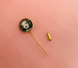 Bride and Groom Gold Coloured Photo Lapel Pin