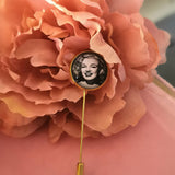Bride and Groom Gold Coloured Photo Lapel Pin