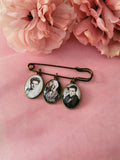 Antique Bronze Coloured Groom Memory Photo Lapel Pin.