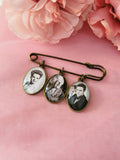 Antique Bronze Coloured Groom Memory Photo Lapel Pin.