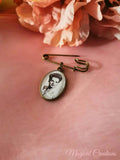 Antique Bronze Coloured Groom Memory Photo Lapel Pin.