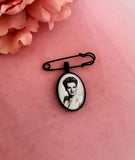 Black Coloured Bride & Groom Memory Photo Lapel Pin.