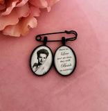 Black Coloured Bride & Groom Memory Photo Lapel Pin.