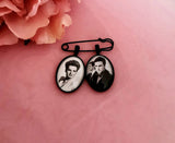 Black Coloured Bride & Groom Memory Photo Lapel Pin.