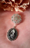 Single or Double Something Blue Bouquet Photo Charm on a Rhinestone Brooch.