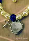 Memory Photo Beaded Bracelet with a Cross Charm